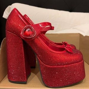 DollsKill Wizard of Ozz Red Platform Mary Janes Size 7